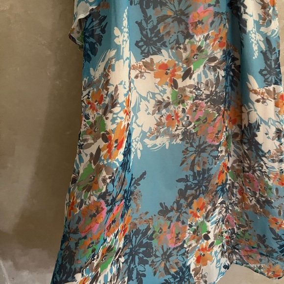 NWT Lavender Brown • Sky Blue Floral Silk Dress - Picture 13 of 16
